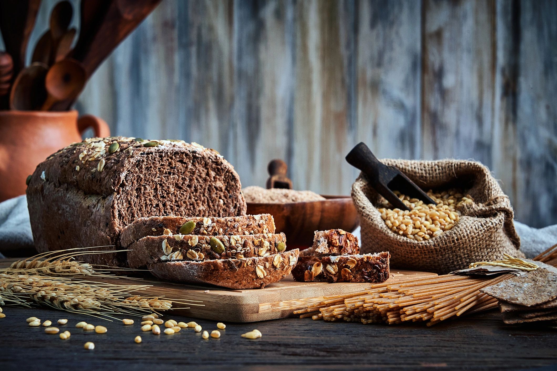 Healthy grain bread selection
