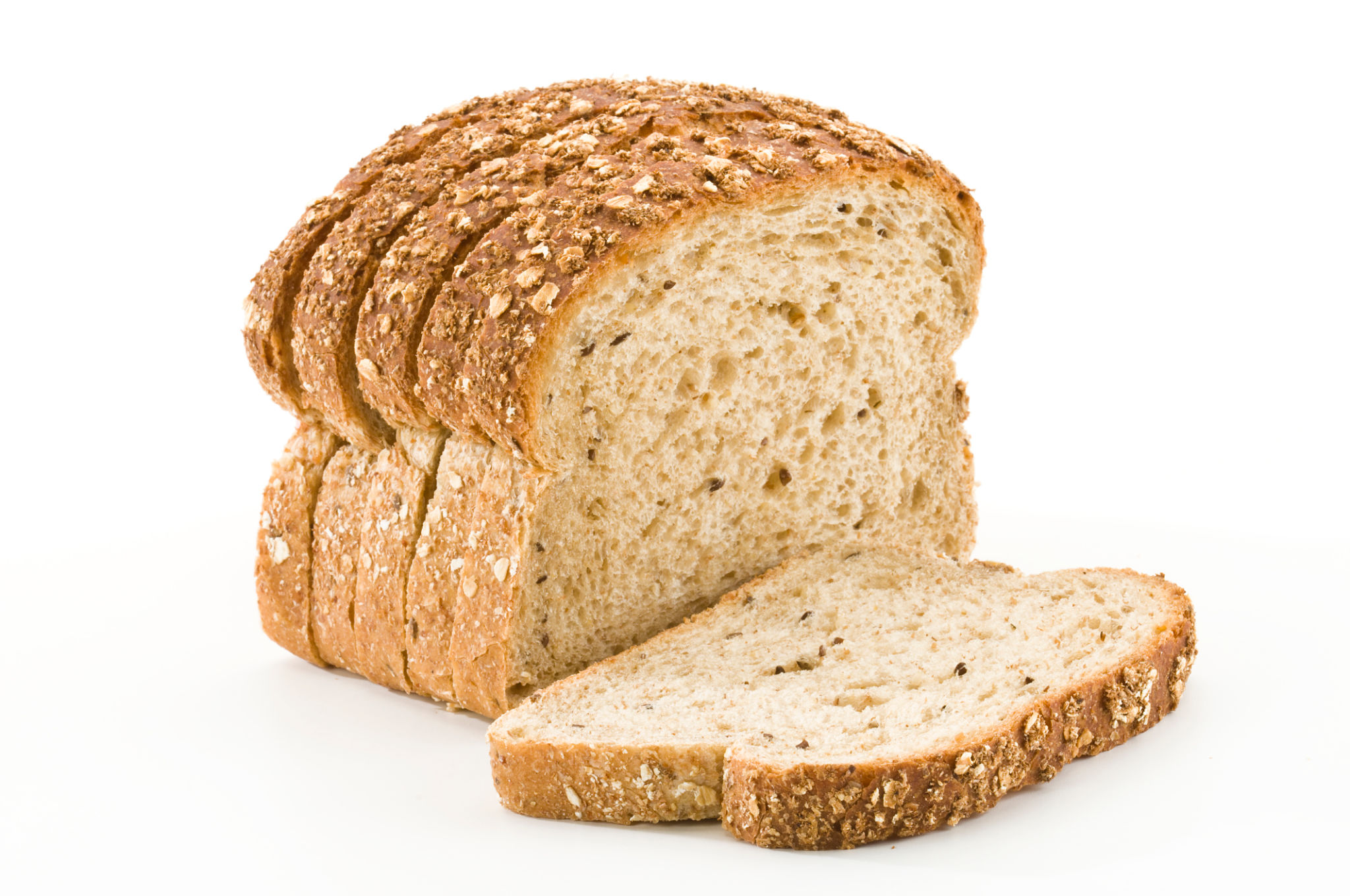 detailed close up of sliced grain bread
