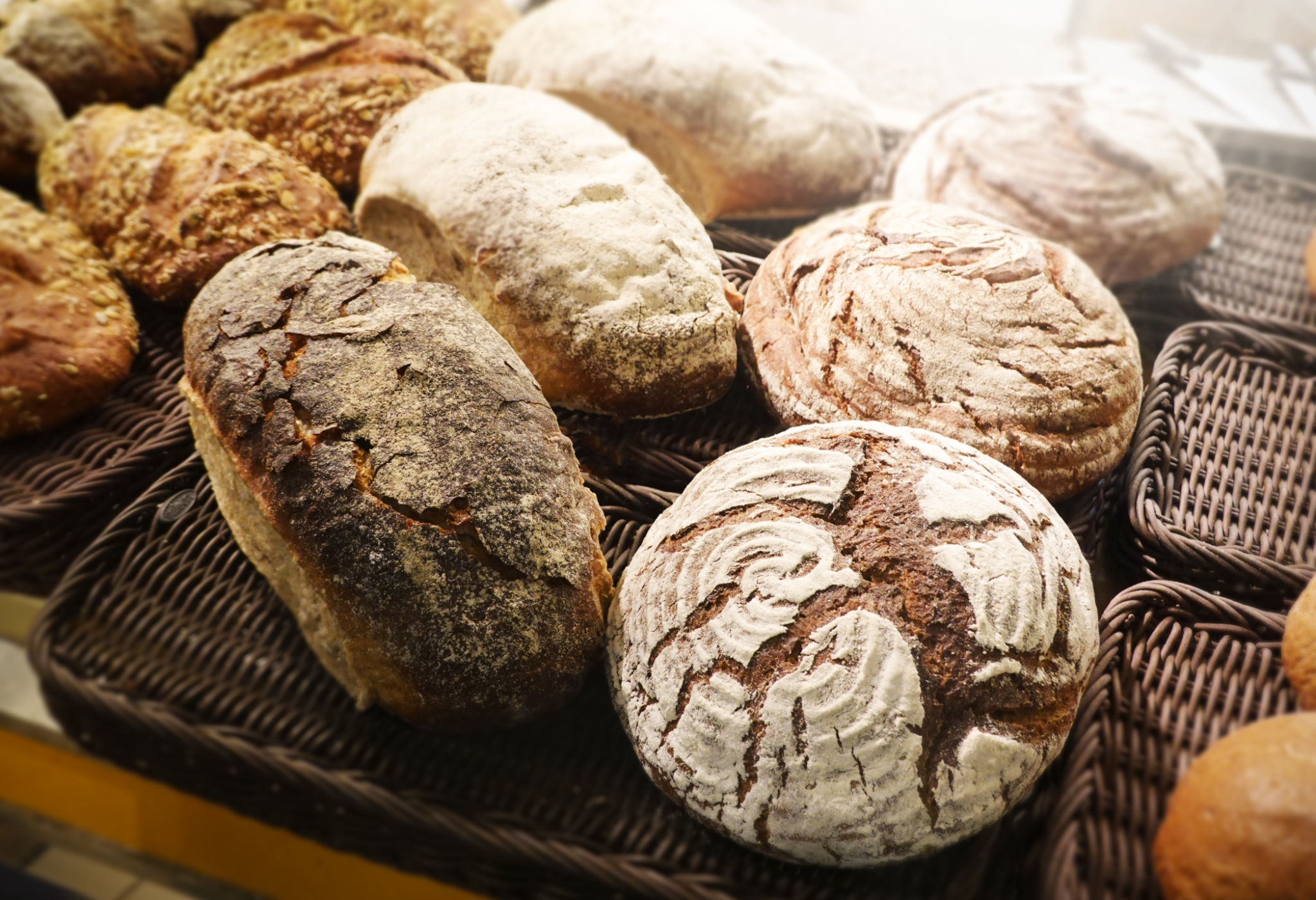 Freshly baked bread in the shop window